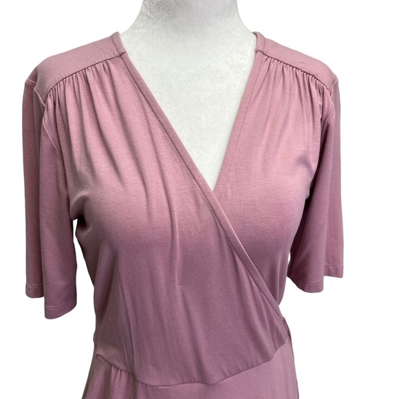 Asos Pink Short Sleeve Jersey Wrap Dress Size S - Picture 6 of 11